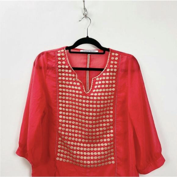 2$30 Stitch Fix Collective Concepts Coral Boho  Blouse Womens Small Summer Top - Picture 4 of 8